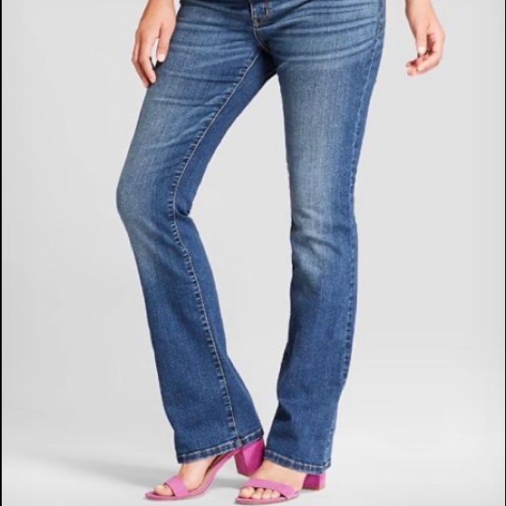 Maternity boot cut jeans nude color full pane